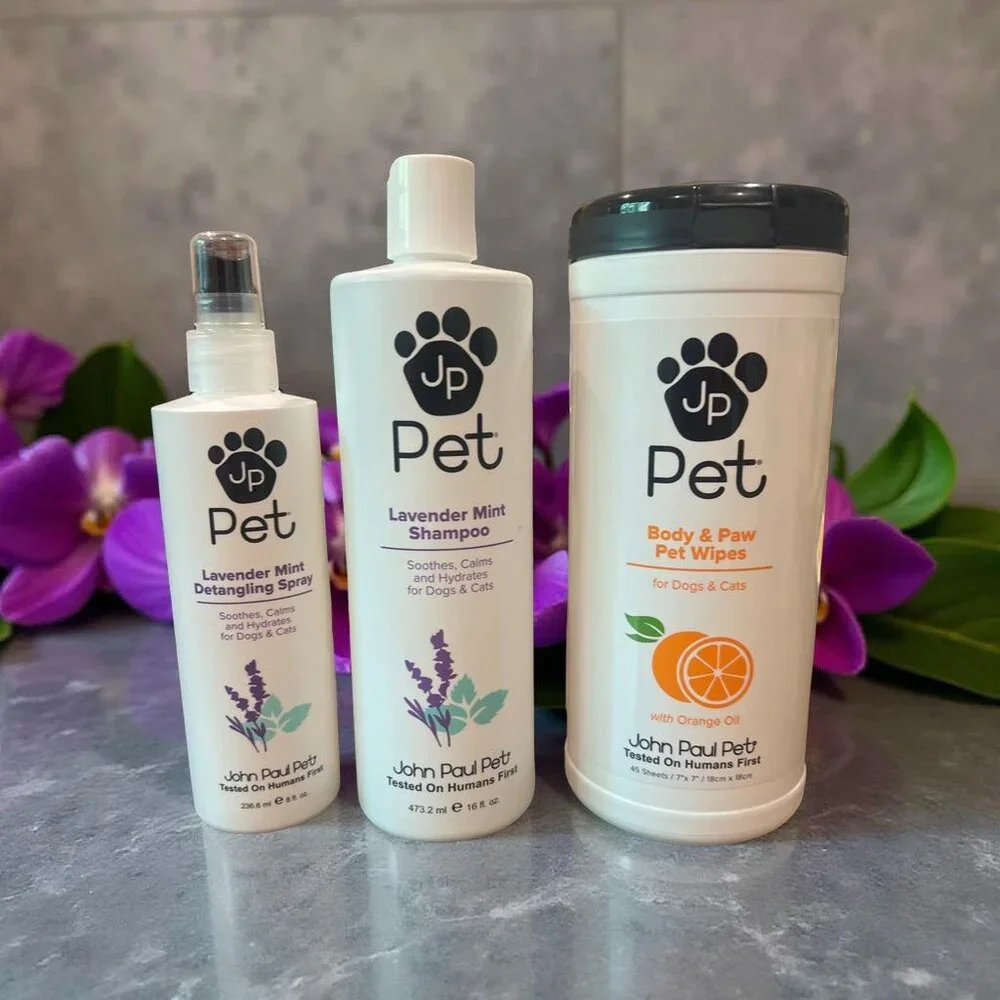 John Paul Mitchell Pet Lavender Mint Shampoo Detangling Spray Body Paw Pet Wipes